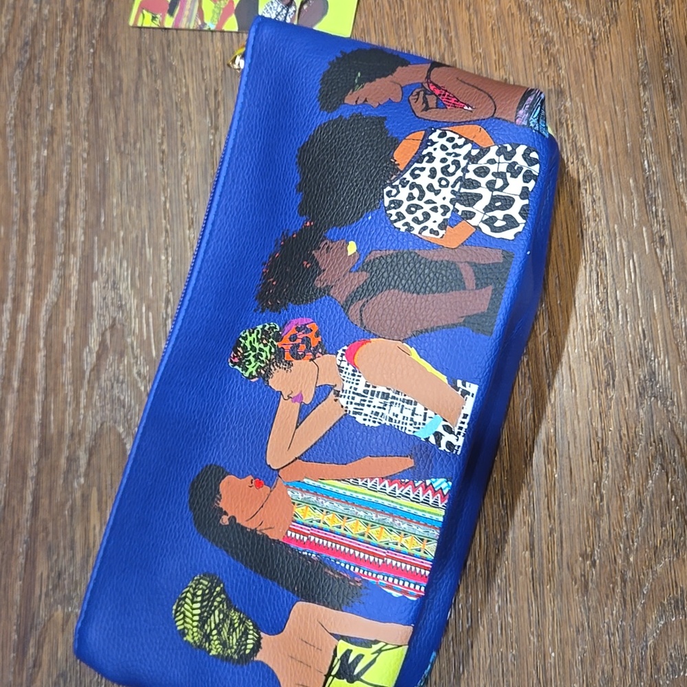 NWT PARDON MY FRO SQUAD BLUE COSMETIC BAG... #7700 - Picture 4 of 8